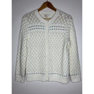 Vintage It's Pure Gould Women's Medium White Knit Cardigan Sweater